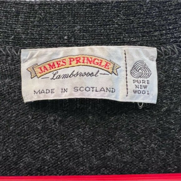 Sold Vintage James Pringle Lambswool Scotland Charcoal Gray Cardigan Sweater Me - Picture 3 of 5
